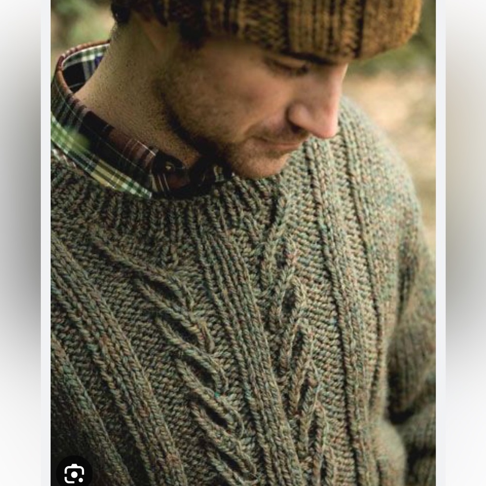 Sage green cable knit wool sweater